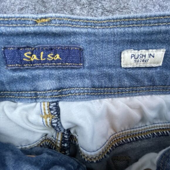 Salsa Jeans Womens 33W Push In Secret Stretch Taper Cropped Faux Zipper Side - Picture 3 of 9